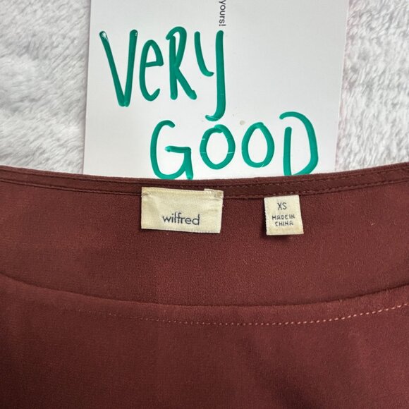 Aritzia Wilfred Womens Pozzi Open Tie Sleeve Blouse Size XS Burgundy Boat Neck - Picture 3 of 9